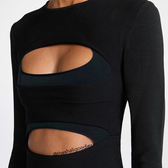 DION LEE Double Hosiery Mini Dress Black Blue Cutout - Picture 3 of 8